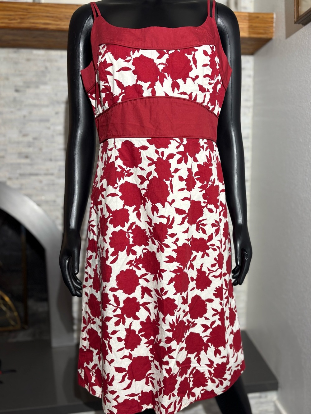 Tabitha for Anthropologie Red White Floral Midi Dress size 12p
